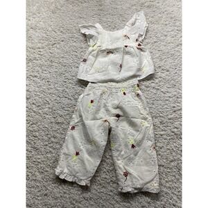 Zara Floral Off White Summer Shirt And Pant Set Pants 18-24 Mo Top 2-3yrs EUC